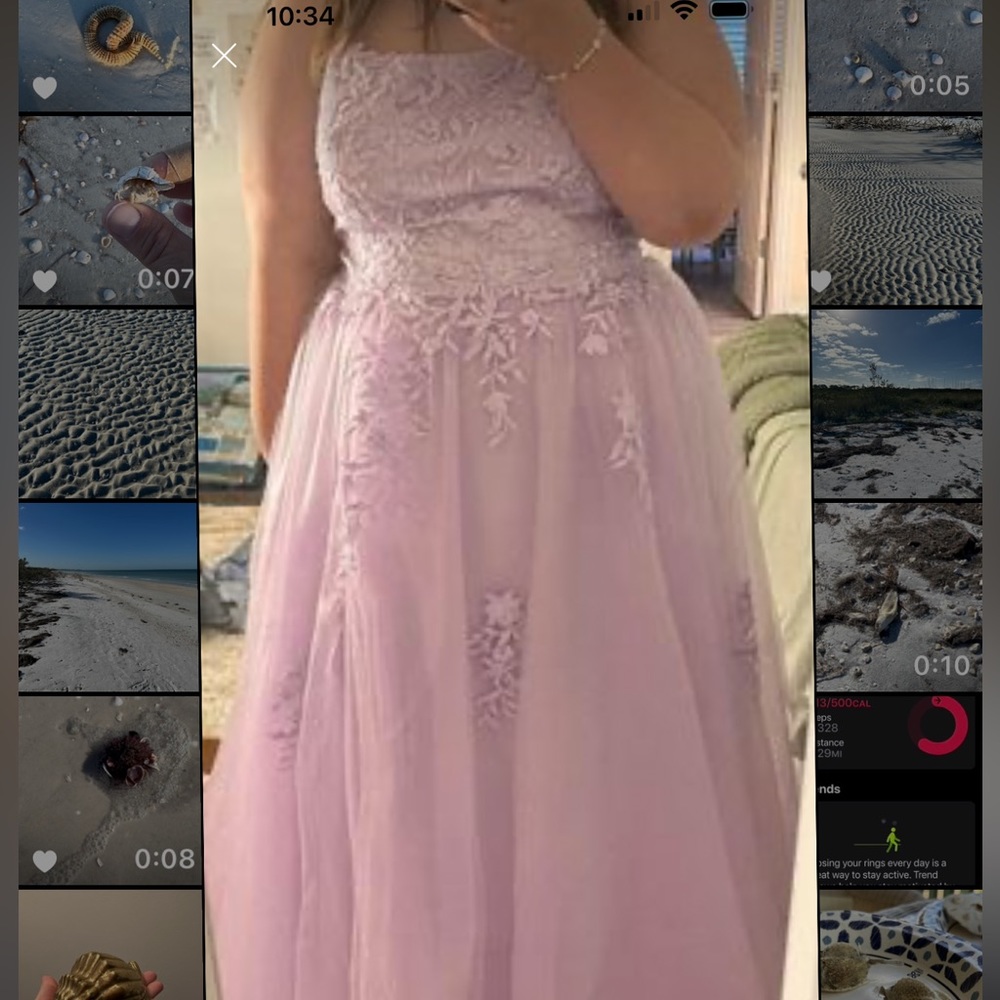 David’s Bridal Embroidered lace tulle a line dress with open strappy back - Picture 3 of 4